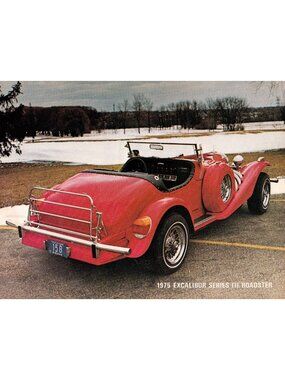 1975 Excalibur Series III Roadster Single Sheet Brochure with Dealer Stamp